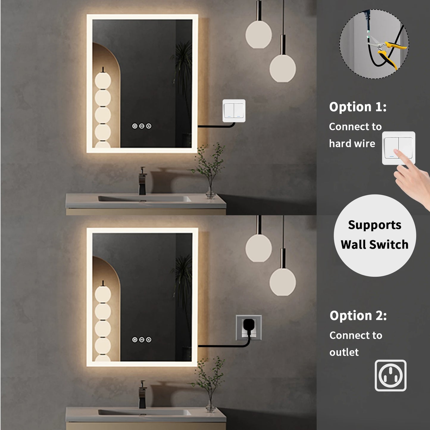 LED Lighted Bathroom Mirror with Anti-Fog