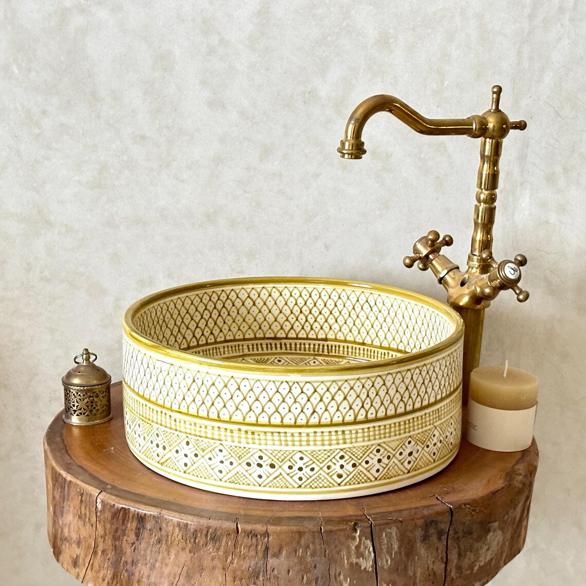 Handmade Mustard Yellow Ceramic Sink