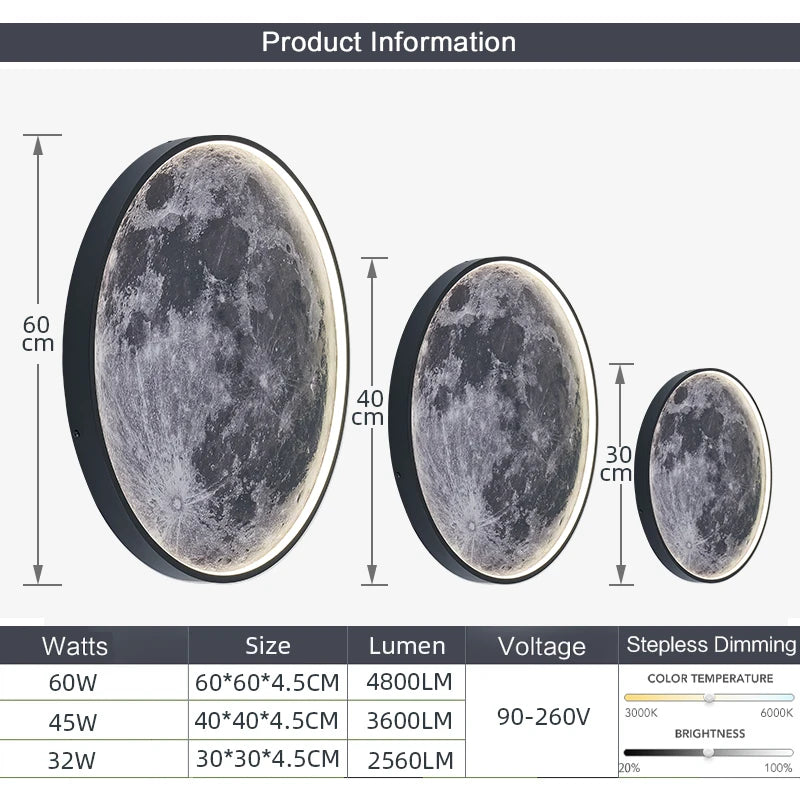 Moon Wall Light 3D Mural Earth Wall Light