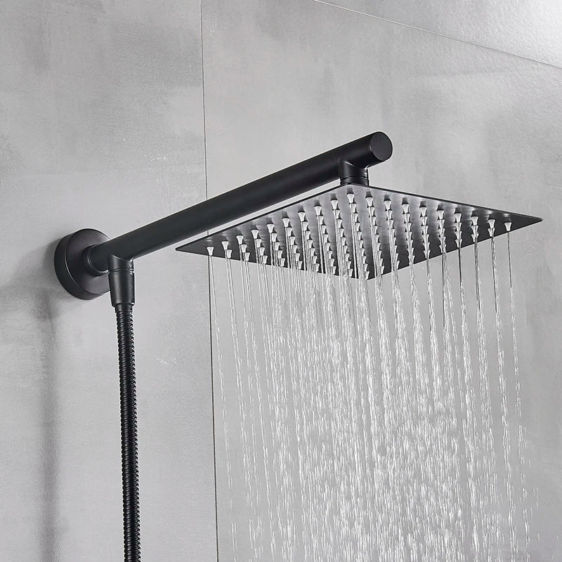 Ultra-thin Wall Mount Rainfall Shower Head With 16inch Stainless Steel Shower
