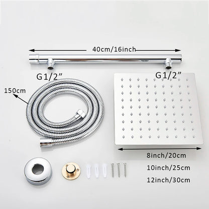 Ultra-thin Wall Mount Rainfall Shower Head With 16inch Stainless Steel Shower