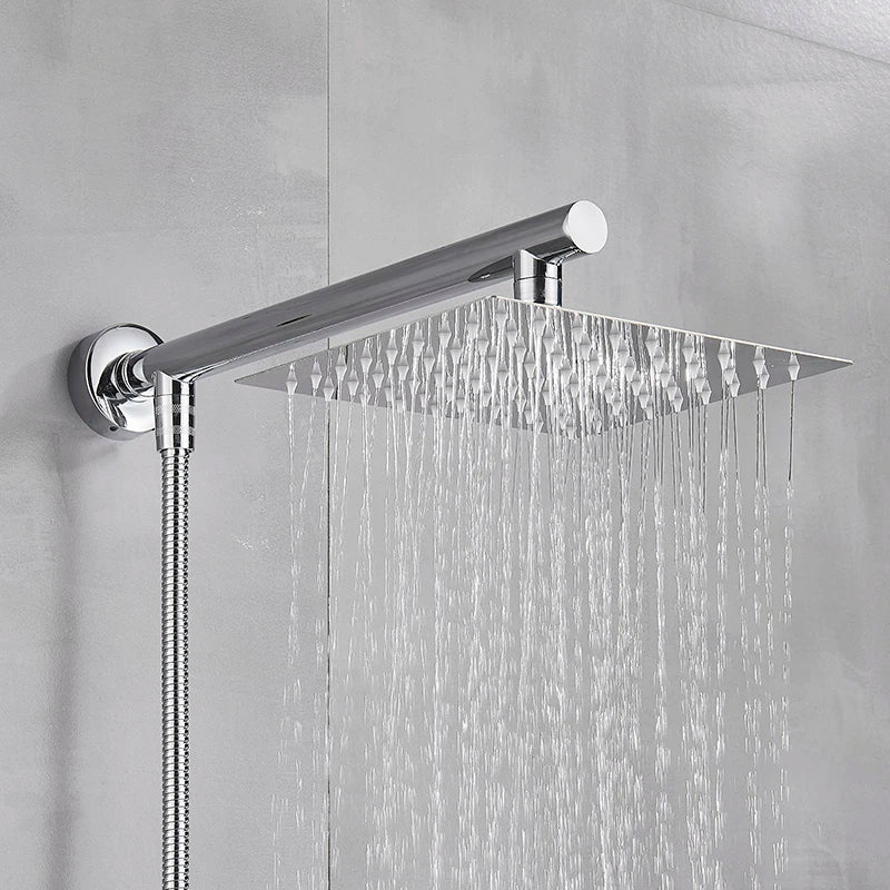 Ultra-thin Wall Mount Rainfall Shower Head With 16inch Stainless Steel Shower