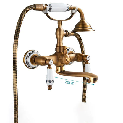 Antique brass bathtub faucet wall mounted
