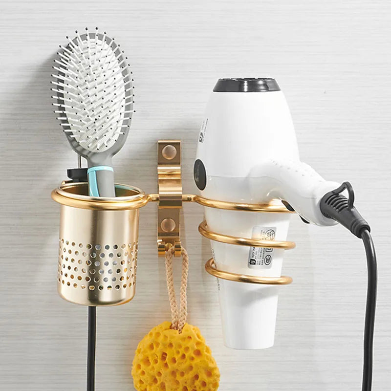 Wall Mount Bathroom Hair Dryer Holder With Cup