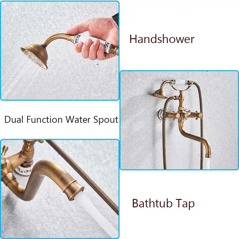 Antique Brass Bathtub Shower
