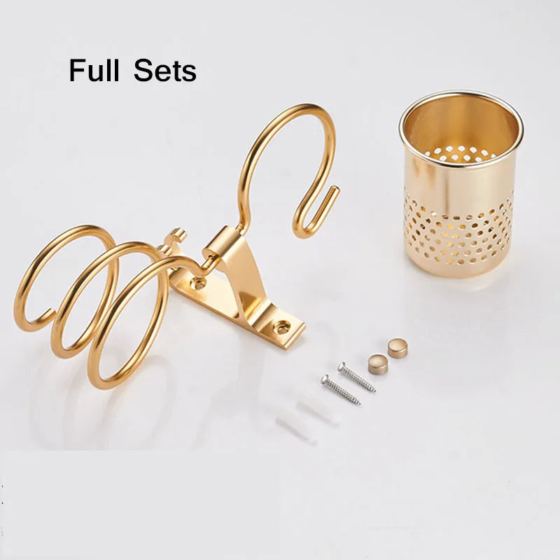 Wall Mount Bathroom Hair Dryer Holder With Cup