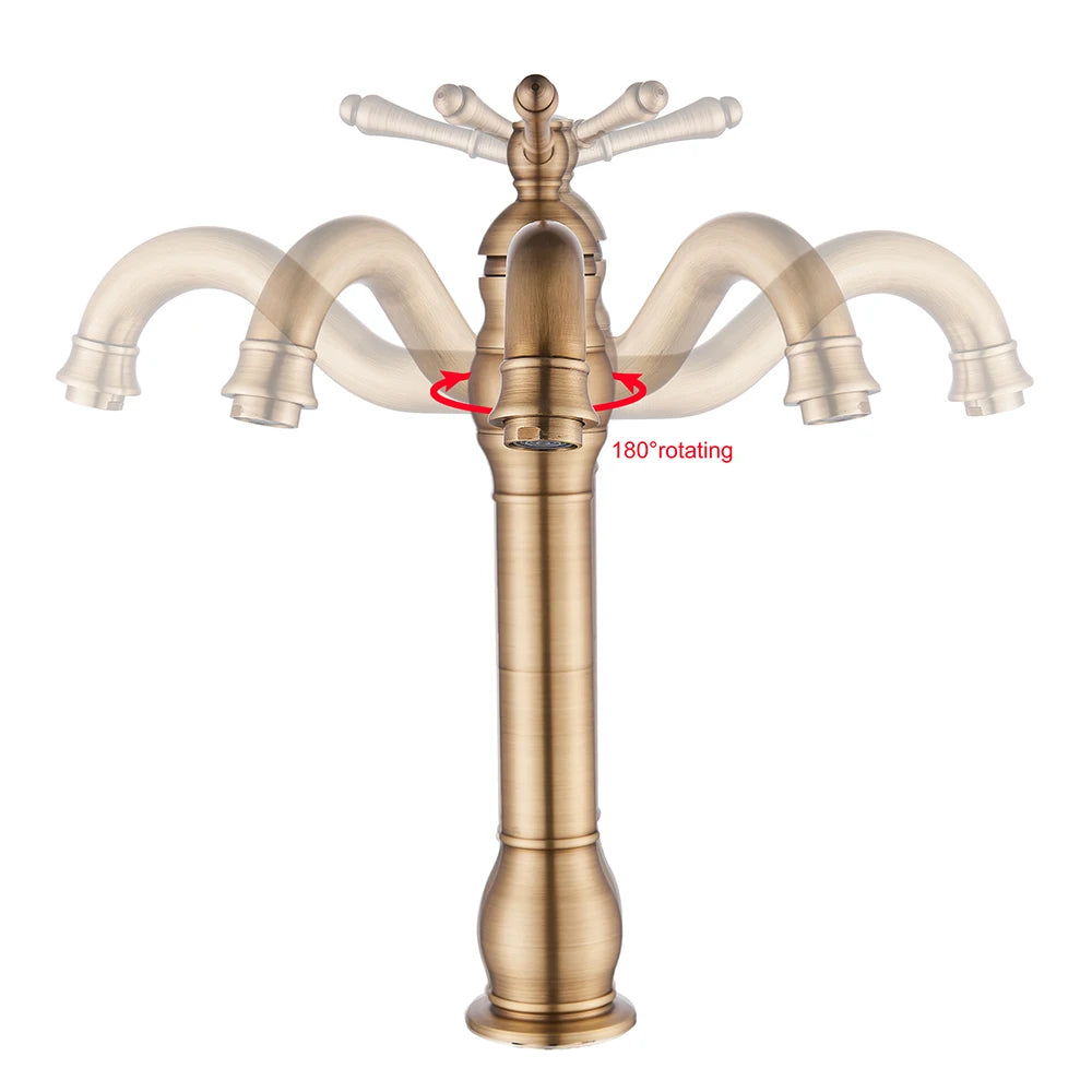 Antique Brass Basin Vessel Sink Faucet