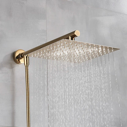 Ultra-thin Wall Mount Rainfall Shower Head With 16inch Stainless Steel Shower