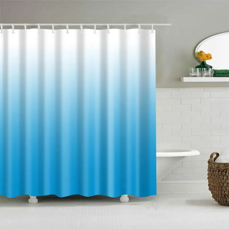 Fashion Plain Color Gradient Shower Curtain Waterproof