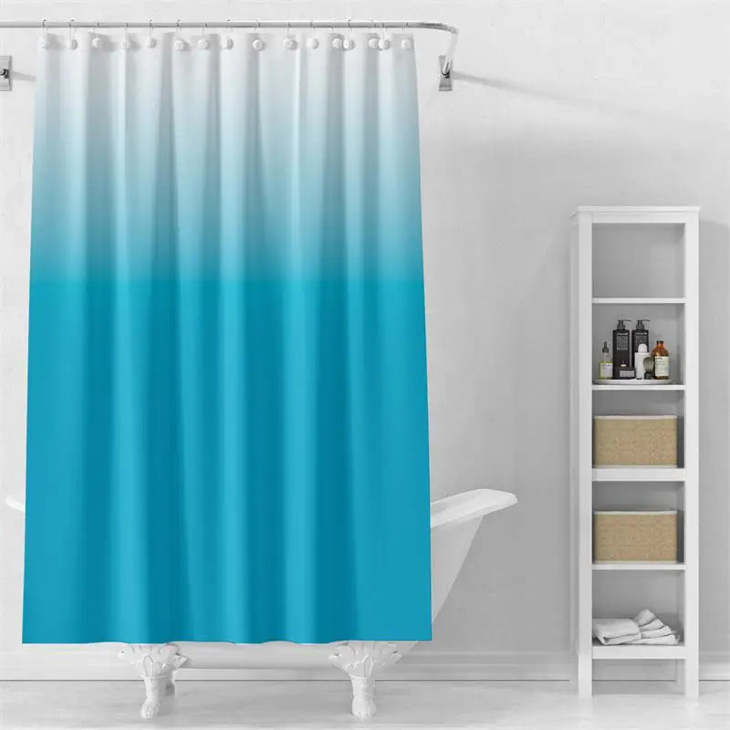 Fashion Plain Color Gradient Shower Curtain Waterproof