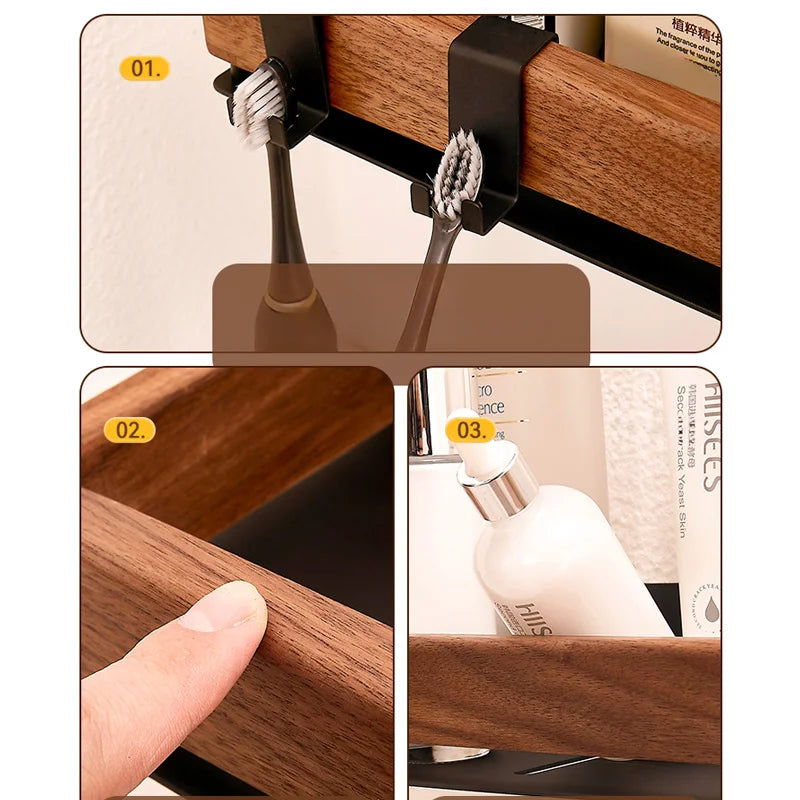 Wood Black Kitchen Shelf Screw installation