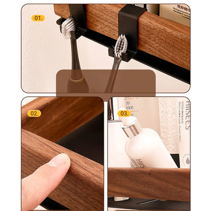 Wood Black Kitchen Shelf Screw installation