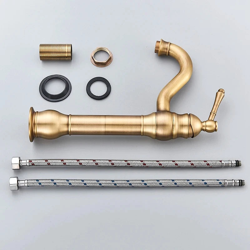 Antique Brass Basin Faucet Bathroom