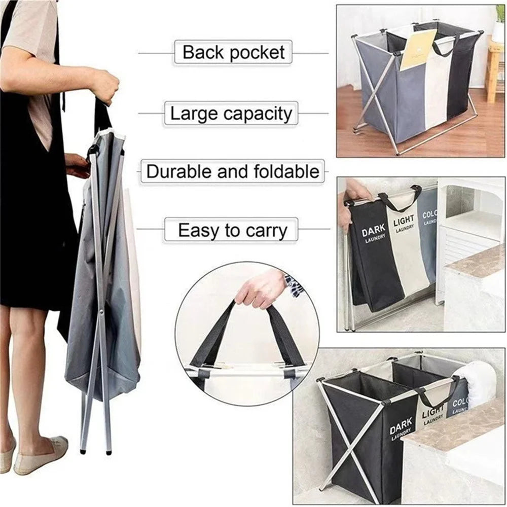 3 Grids Laundry Basket Foldable