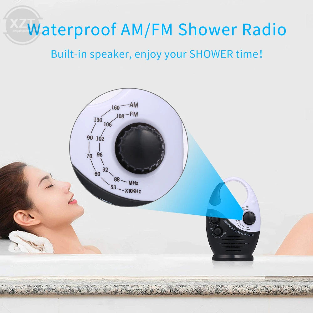 Waterproof Portable FM AM Radio Shower Music Hanging Radio