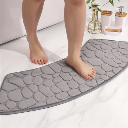 Bathroom Absorbent  Curve Foot Mat Pebble Emboss Carpet