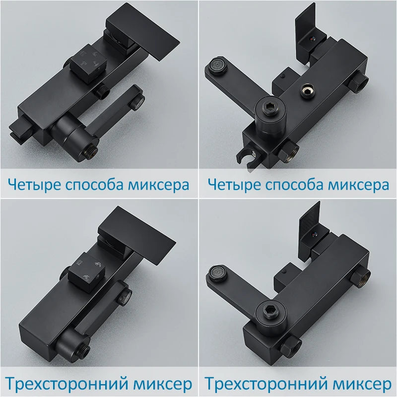 Black Chrome 3/4-way Shower Faucet