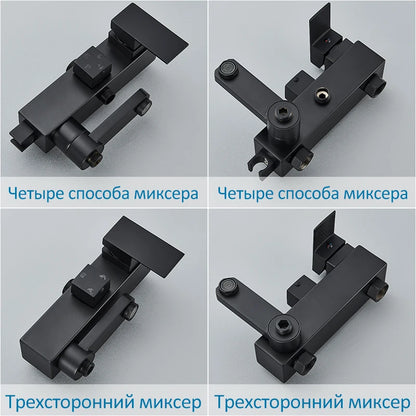 Black Chrome 3/4-way Shower Faucet