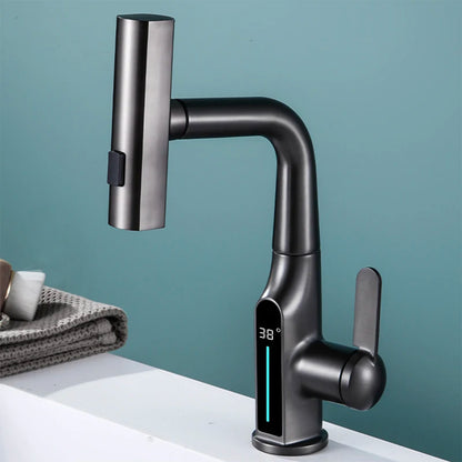 Temperature Digital Display Waterfall Basin Faucet