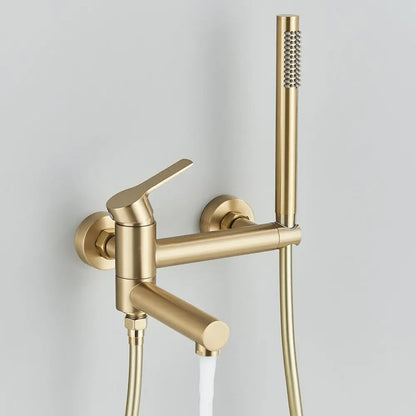 Gold Bathtub Faucet Wall Mounted Waterfall Bath Shower