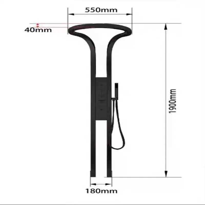 High-end Digital Display Large Ring Shower Set Pure Copper Wall Hanging Rotating Surface Decoration Innovative Waterfall