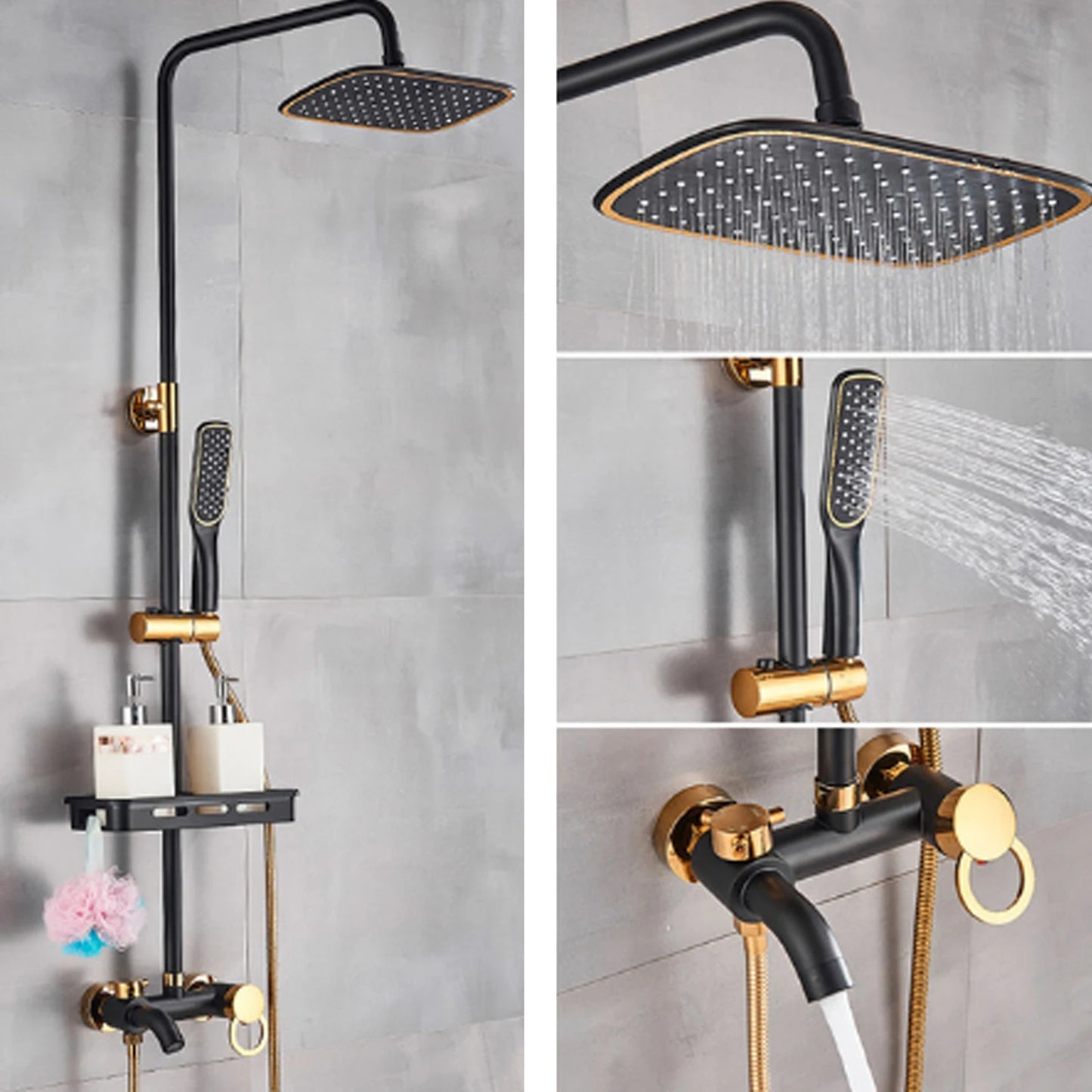 Black Shower Set Faucet Rainwater