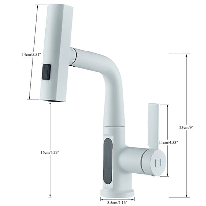 White Bathroom Basin Faucet with Temperature Digital Display