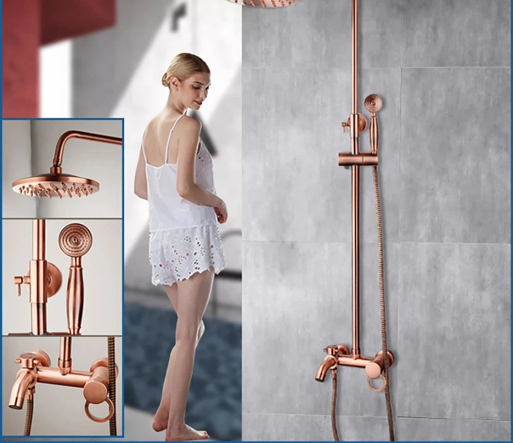 Antique Copper Bathroom Shower Set