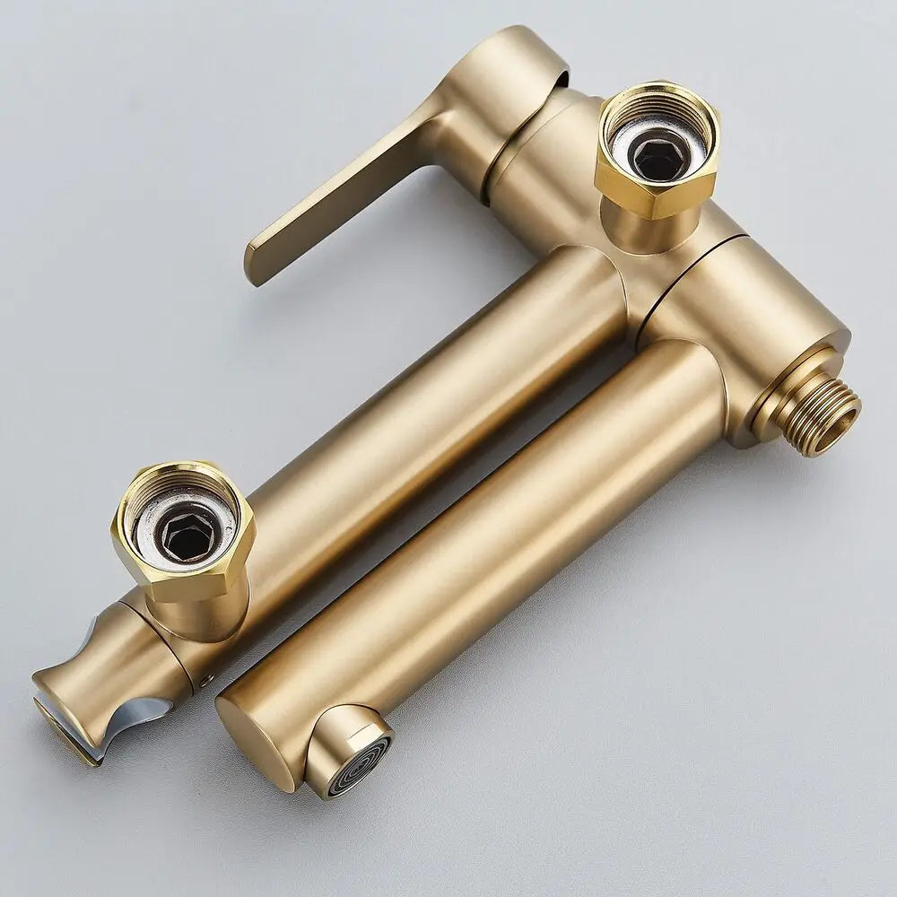 Gold Bathtub Faucet Wall Mounted Waterfall Bath Shower