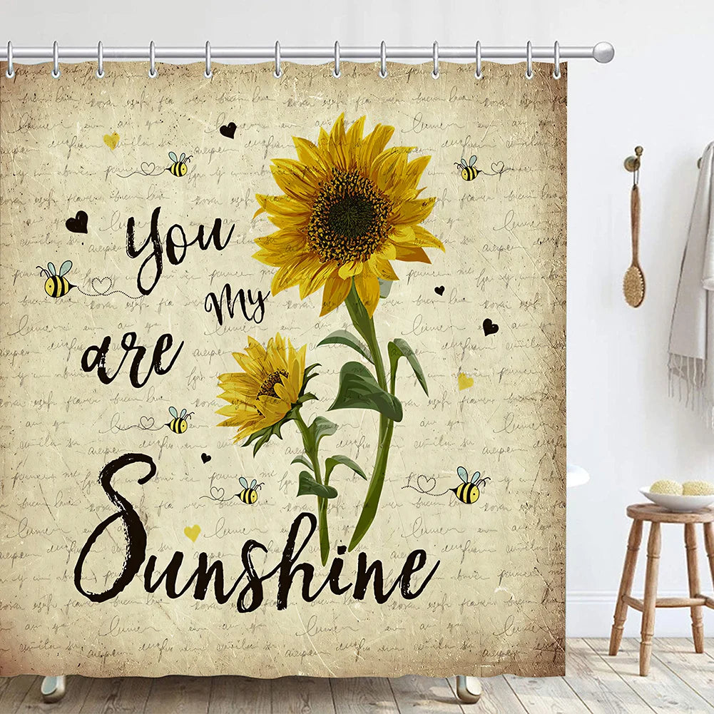 Shower Curtain set with Non-Slip Rugs