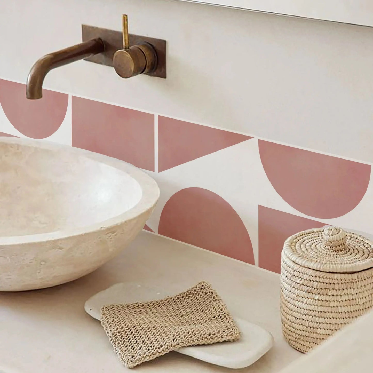 Pink Matte Wall Tile Sticker Peel and Stick