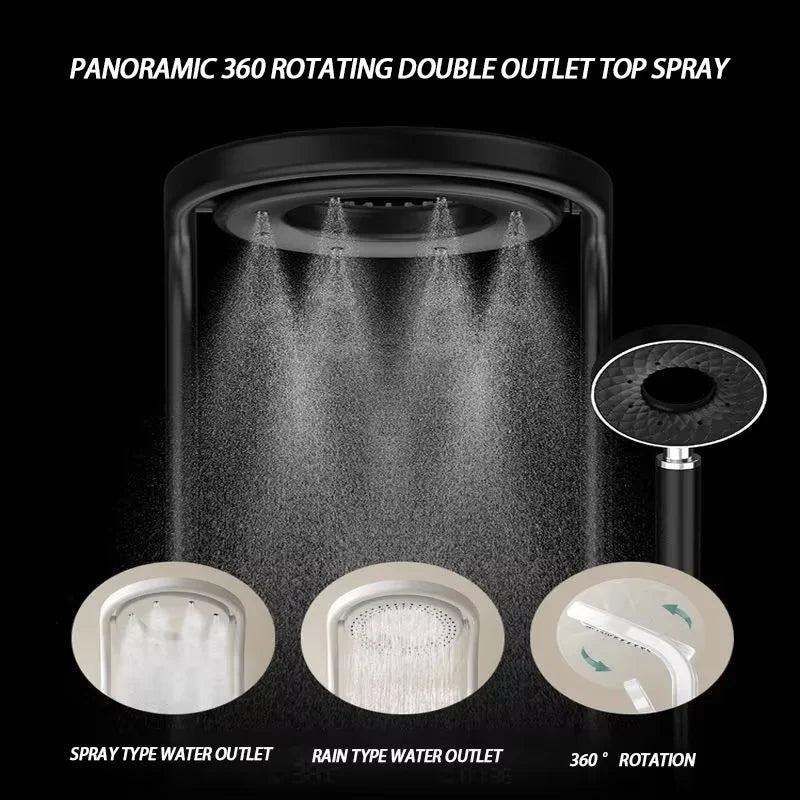 Bathroom Sets Rain Faucets Design Rainfall Waterfall Black Mixer Hot Cold Digital Thermostatic Shower Set