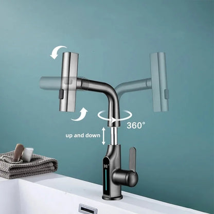 Temperature Digital Display Waterfall Basin Faucet