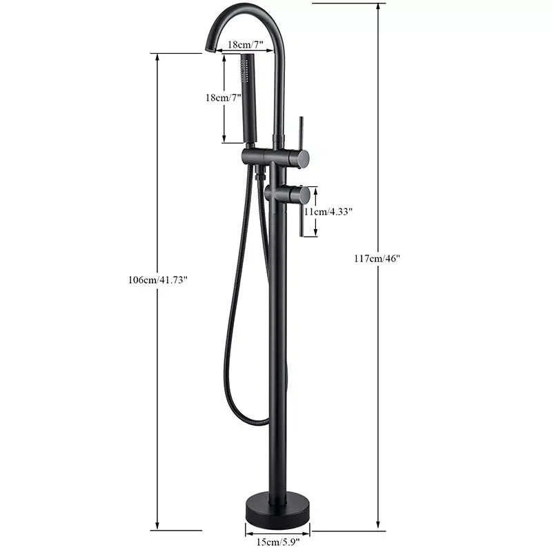 Black Floor Mounted Bath Tub Faucet