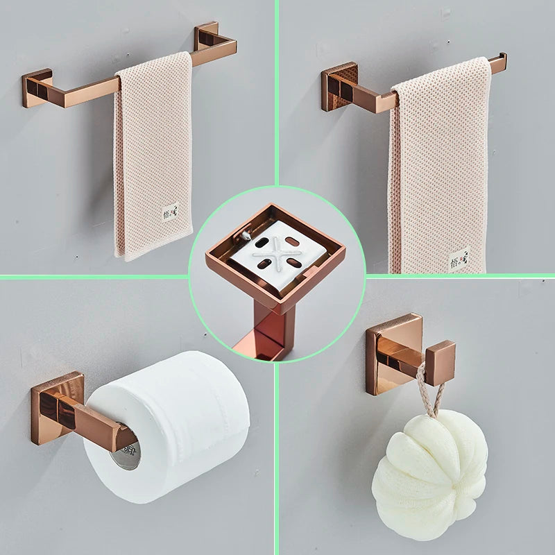 Bathroom Rose Gold Hardware Set Stainless Steel