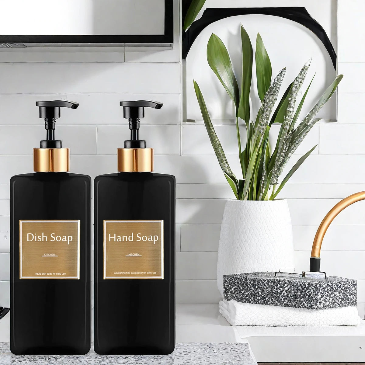 Refillable Shampoo and Conditioner Bottle Dispenser