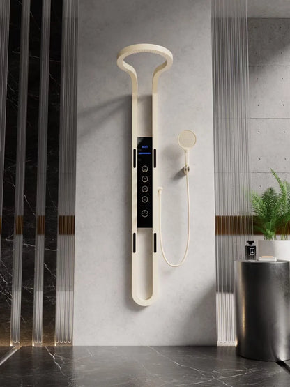 High-end Digital Display Large Ring Shower Set Pure Copper Wall Hanging Rotating Surface Decoration Innovative Waterfall