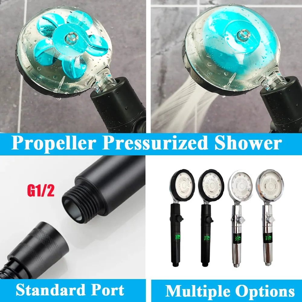 LED Digital Temperature Display Shower Head