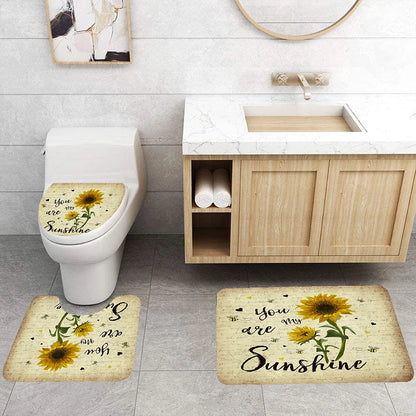 Shower Curtain set with Non-Slip Rugs