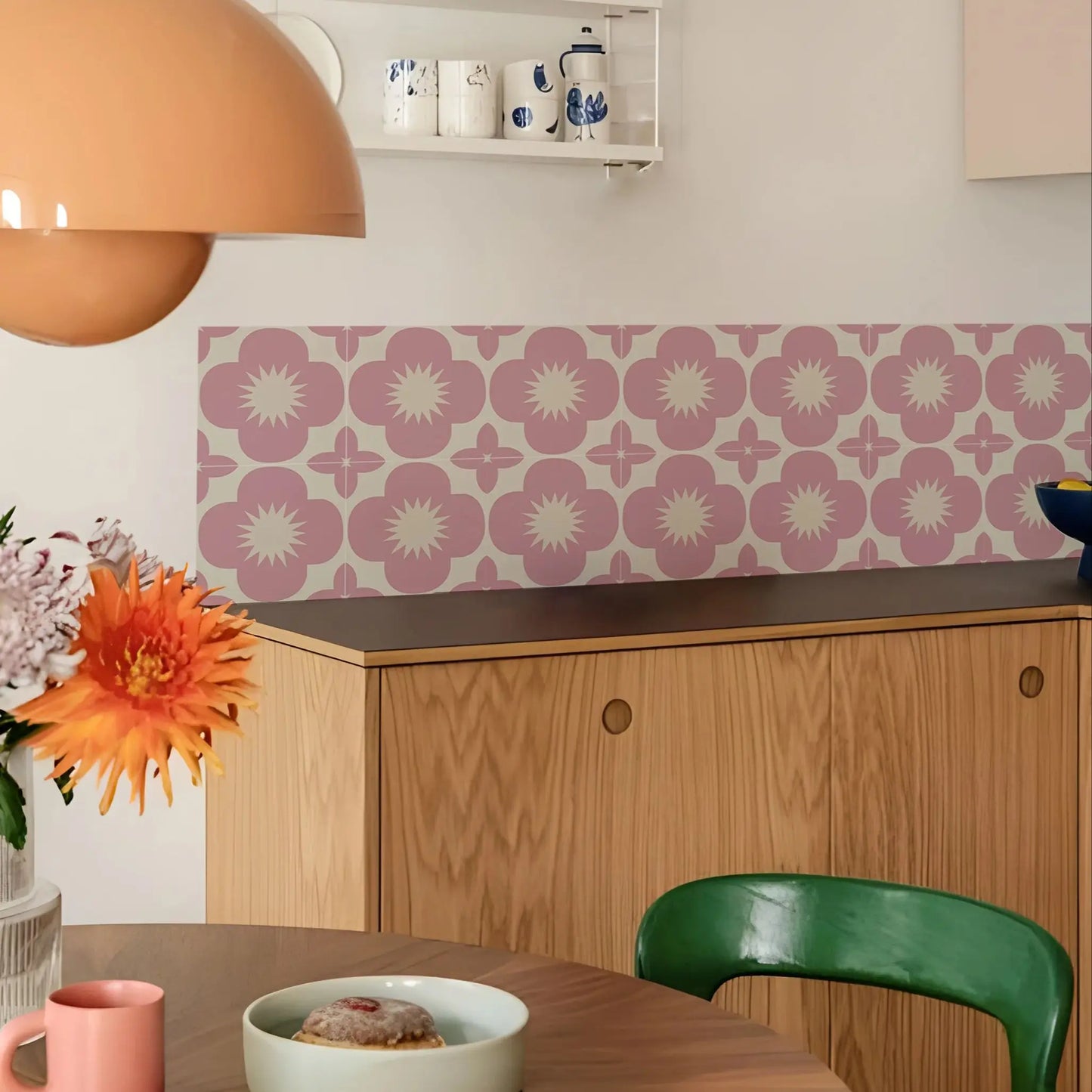 Pink Matte Wall Tile Sticker Peel and Stick