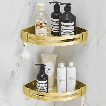 Aluminum Bathroom Shelf with Hooks