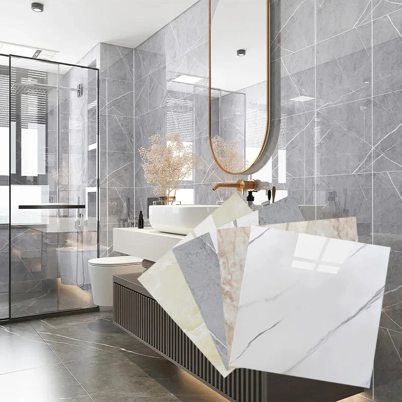 PVC Flat Imitation Marble Tile Floor Stickers Self-adhesive 3D