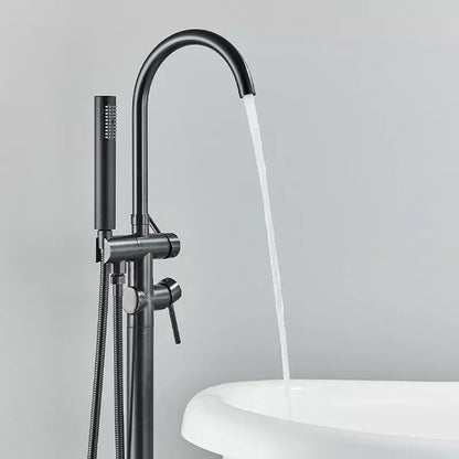 Black Floor Mounted Bath Tub Faucet