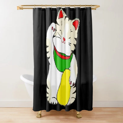 Japan Lucky Fortune Cat Shower Curtain