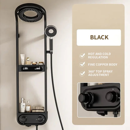 Bathroom Sets Rain Faucets Design Rainfall Waterfall Black Mixer Hot Cold Digital Thermostatic Shower Set