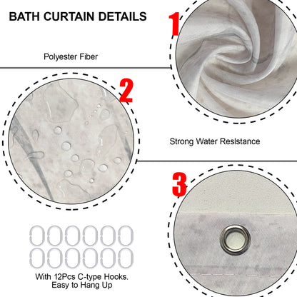 Grey Gold Marble Abstract Modern Waterproof  Shower Curtain