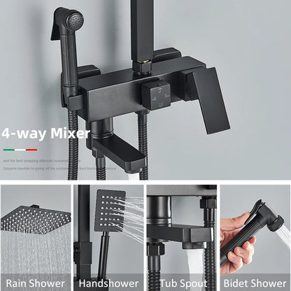 Black Chrome 3/4-way Shower Faucet