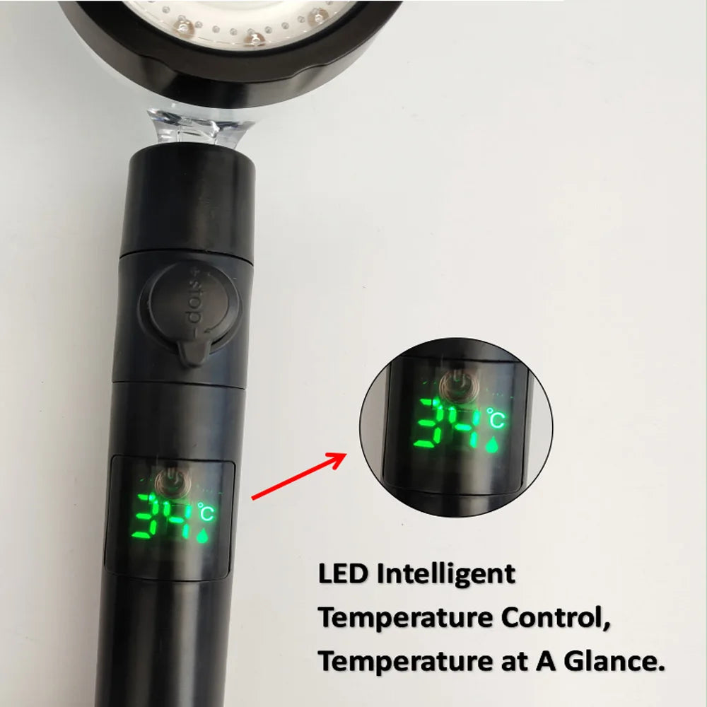 LED Digital Temperature Display Shower Head