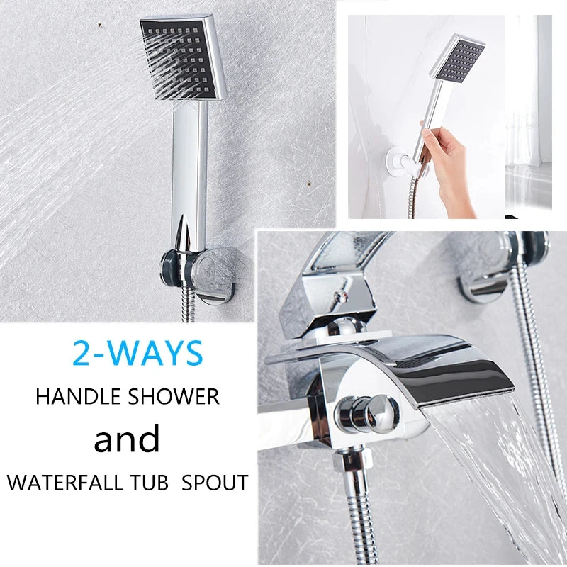 Chrome Waterfall Bathroom Batutub Faucet