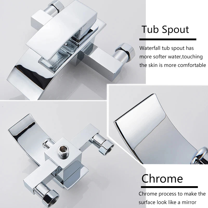 Chrome Waterfall Bathroom Batutub Faucet